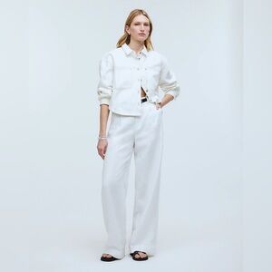 Madewell NL912 The Petite Harlow Wide-Leg Pant in 100% Linen Size P00 White